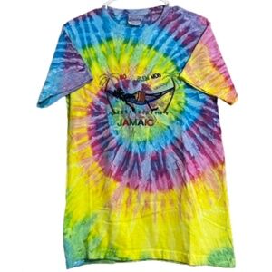 Hanes Multi 100% Cotton Embroidered “Jamaica Beach Landscape” Print Shirt Sz-S